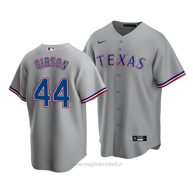 Maglia Baseball Uomo Texas Rangers Kyle Gibson Replica Road Grigio